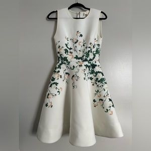 Erin Fetherston | Scuba English Rose Fit & Flare, White Floral Dress, Size 4